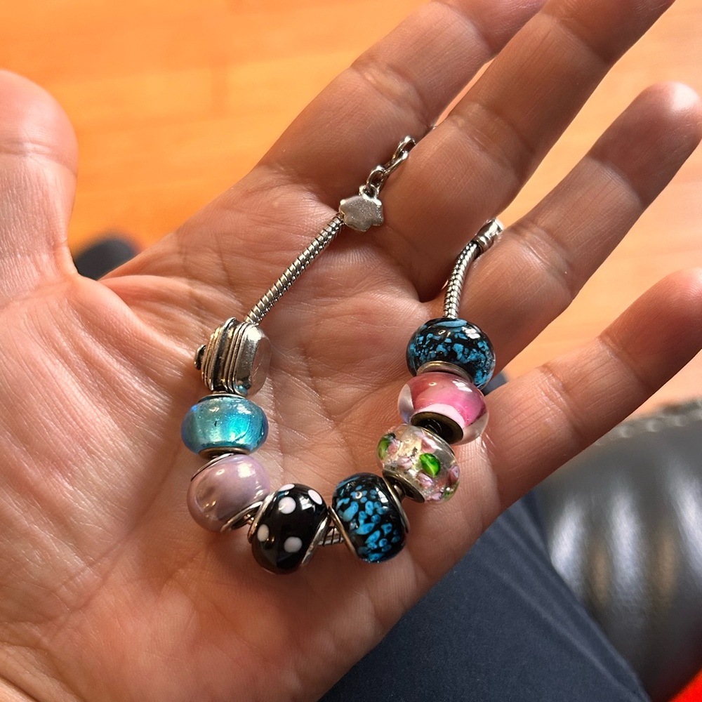 Elegant Bracelet and Murano Beaded charms